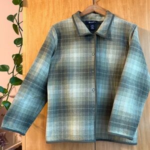 Denim & Co Reversible Green Plaid Coat Jacket Women’s Large